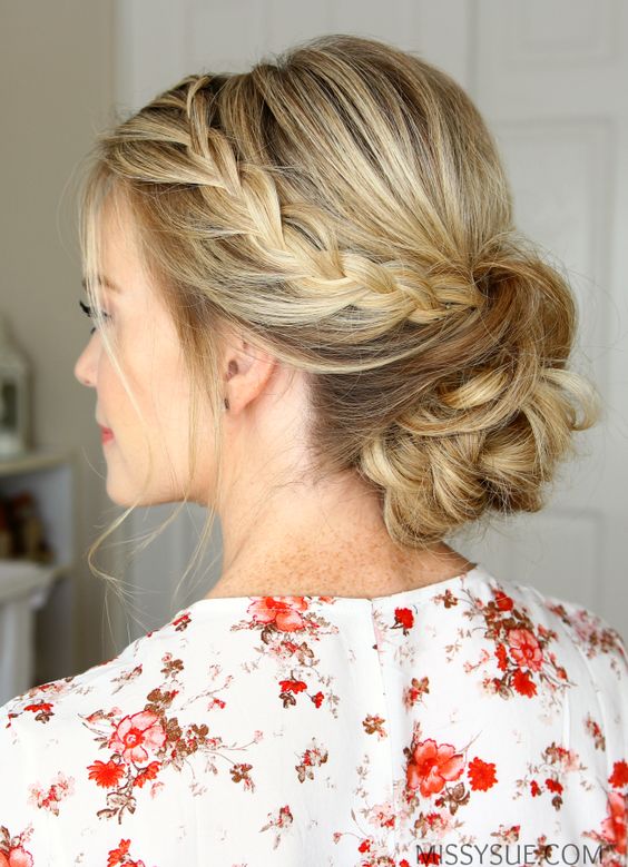 low bun with loose braid