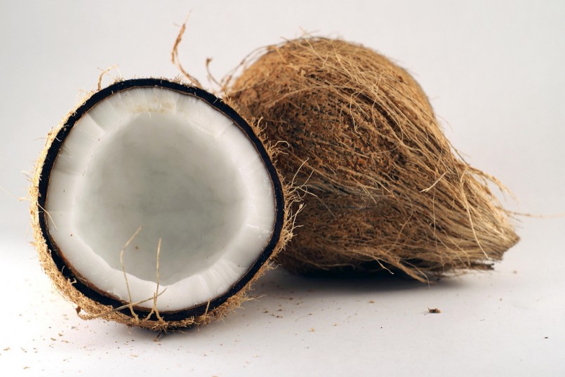 Coconut split in half