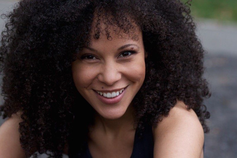 black woman with clury hair