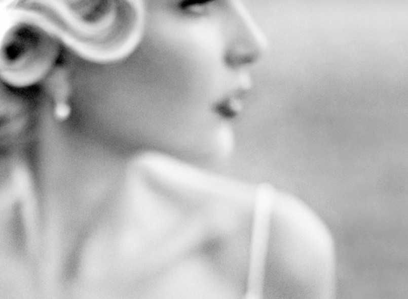 woman's face softened in black and white photo