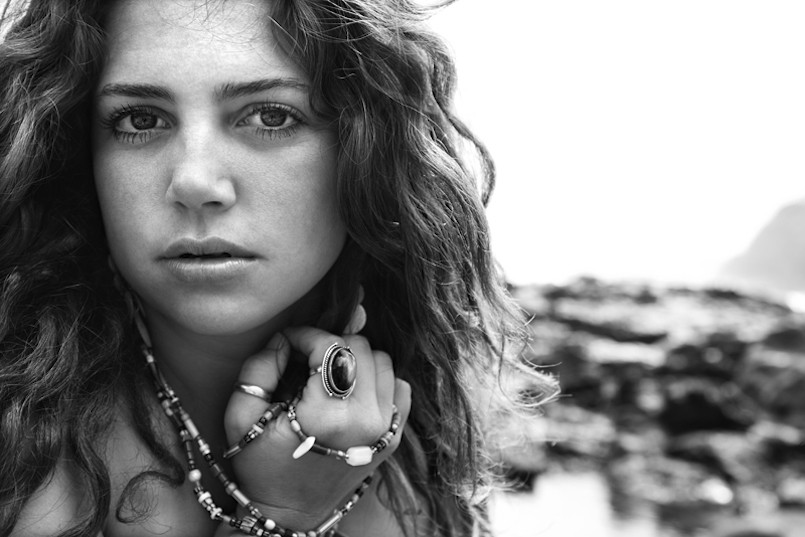 woman with beachy waves