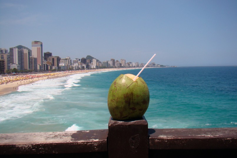 coconut water on the ocean pier