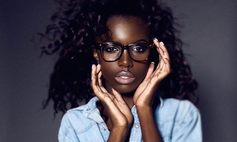 beautiful woman in hipster glasses