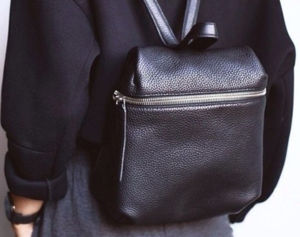 black leather backpack purse