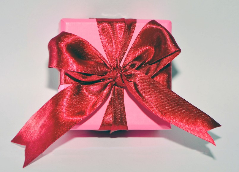 Red Ribbon Pink Present Box