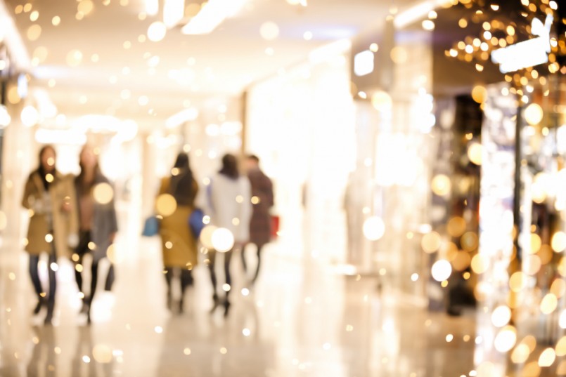 Shopping mall blur background with bokeh