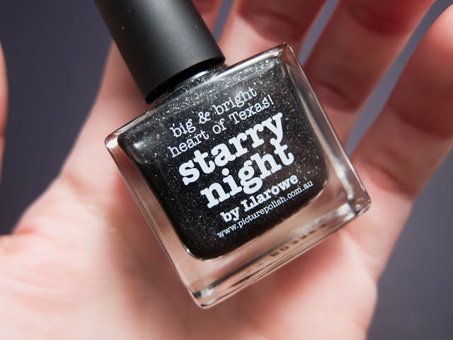 starry night black glitter nail polish
