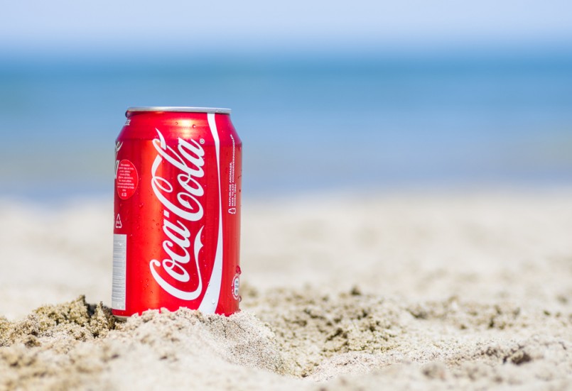 Coca cola can on the beach