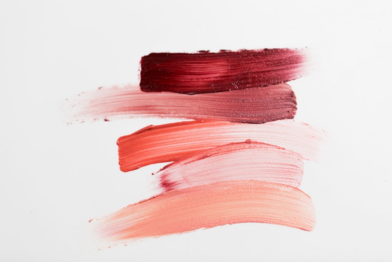 close up of lipstick smear sample