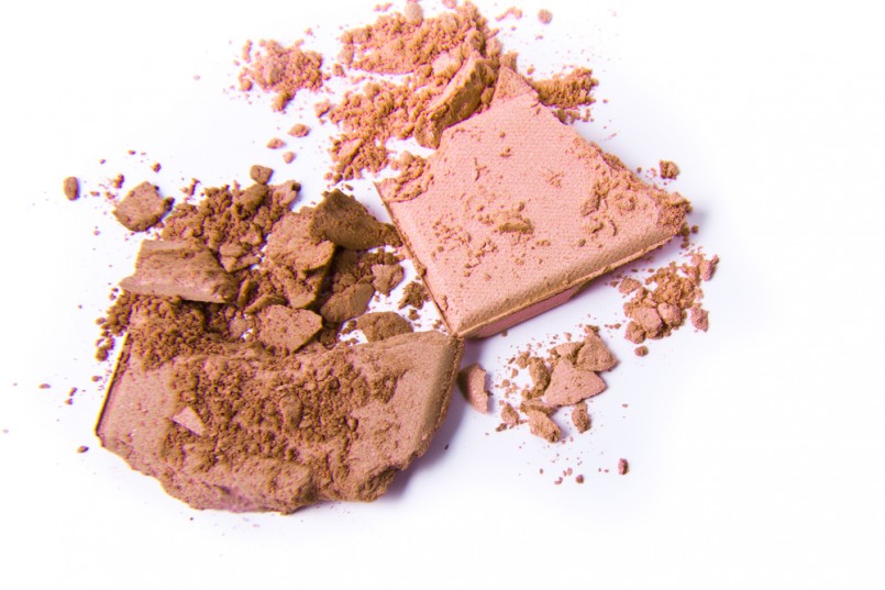 crushed eyeshadow isolated on white background