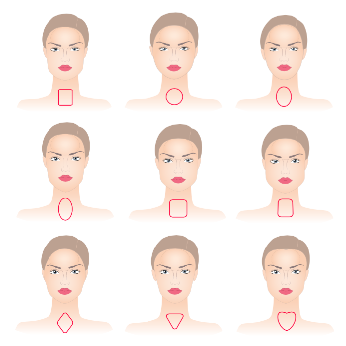 set of woman face shapes