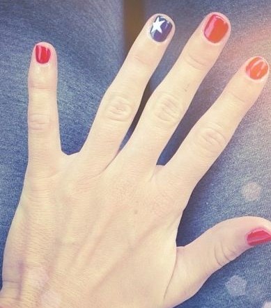 red with one blue nail