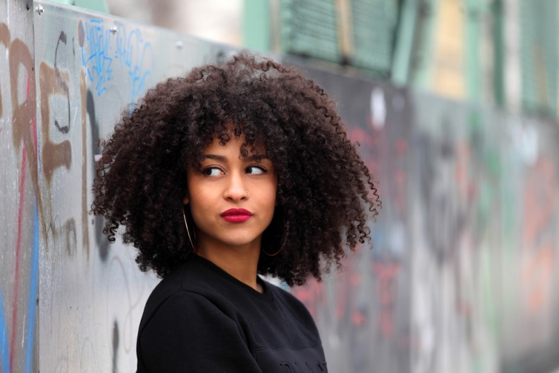 Beautiful African girl with curly hair