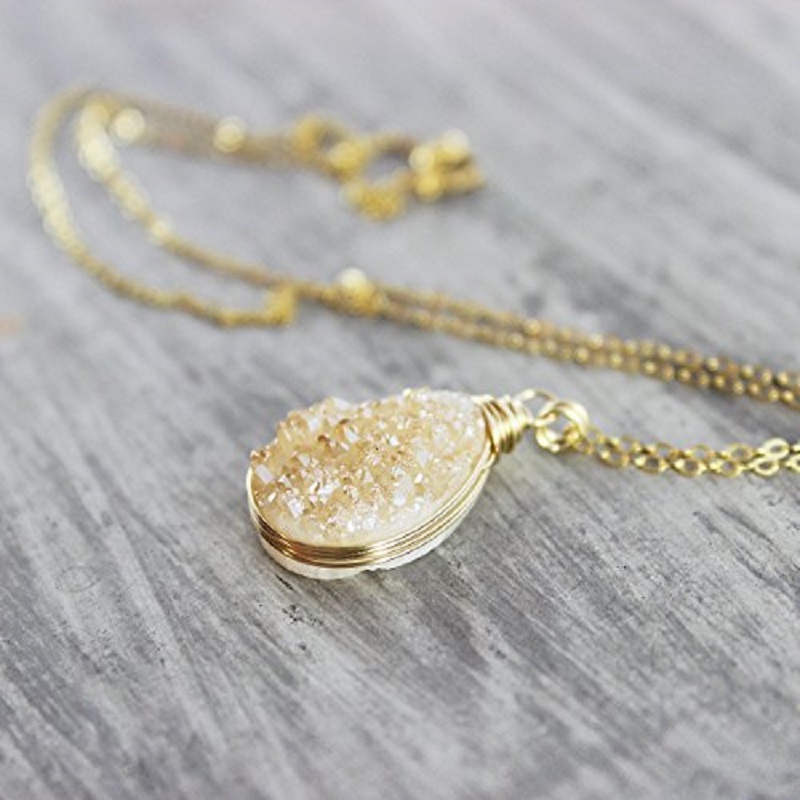 champagne-druzy-14kt-gold-filled-necklace holiday handmade gift