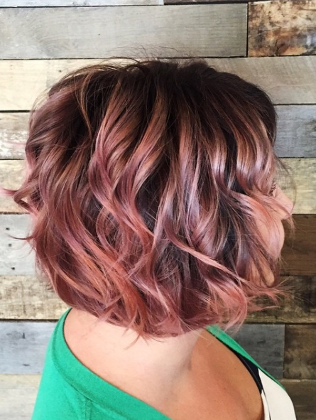 chocolate mauve hair color curly hair with peach accents