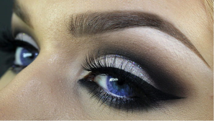 glitter cut crease winged eyeliner eye makeup