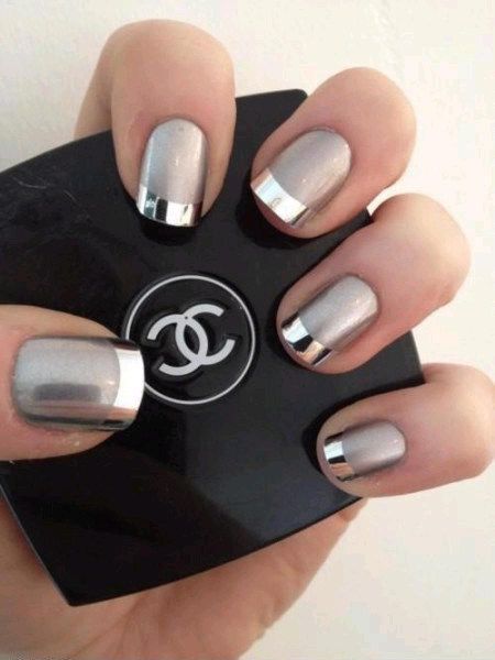 metallic tip nails art