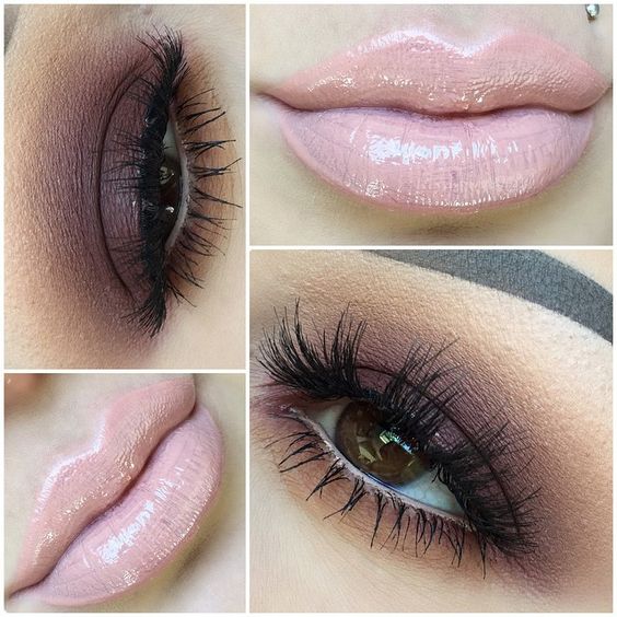 pastel lips brown natural smoky eye