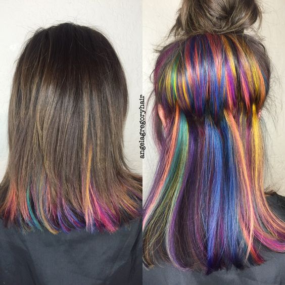 Pull Off Rainbow Hair With These Subtle Rainbow Highlights
