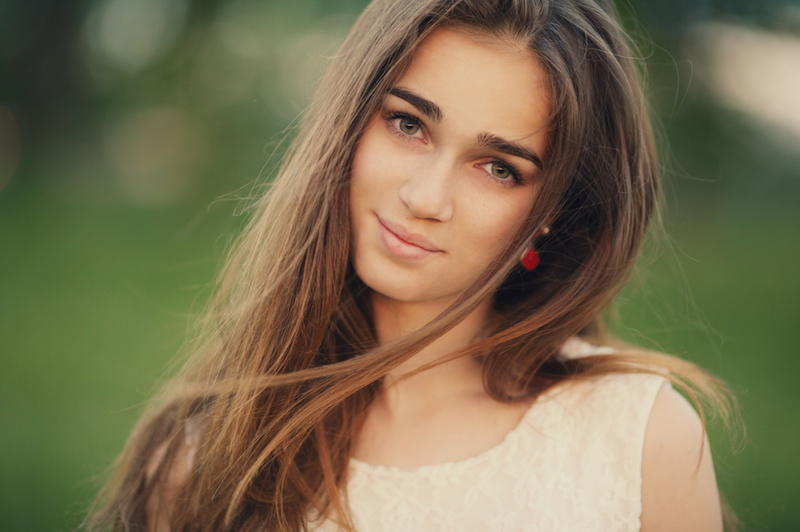 young beautiful girl with long hair portrait