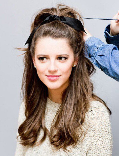 holiday half up bow