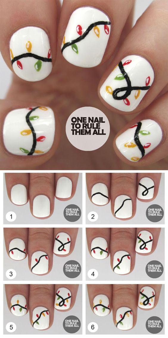 holiday lights nails