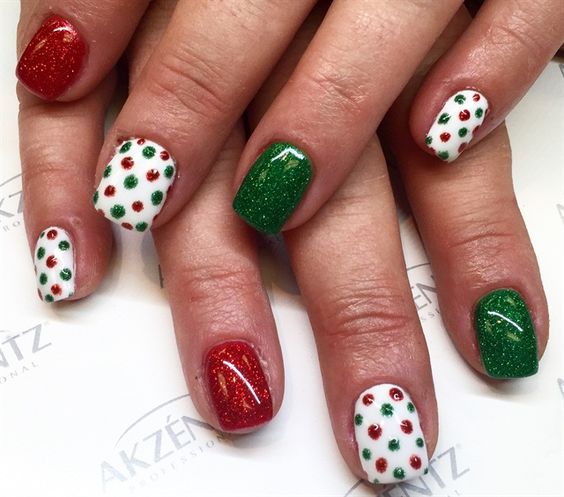 red and green polka dots