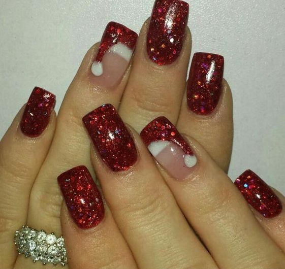 santa sequin nails