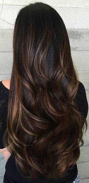 subtle highlights in long hair chestnut